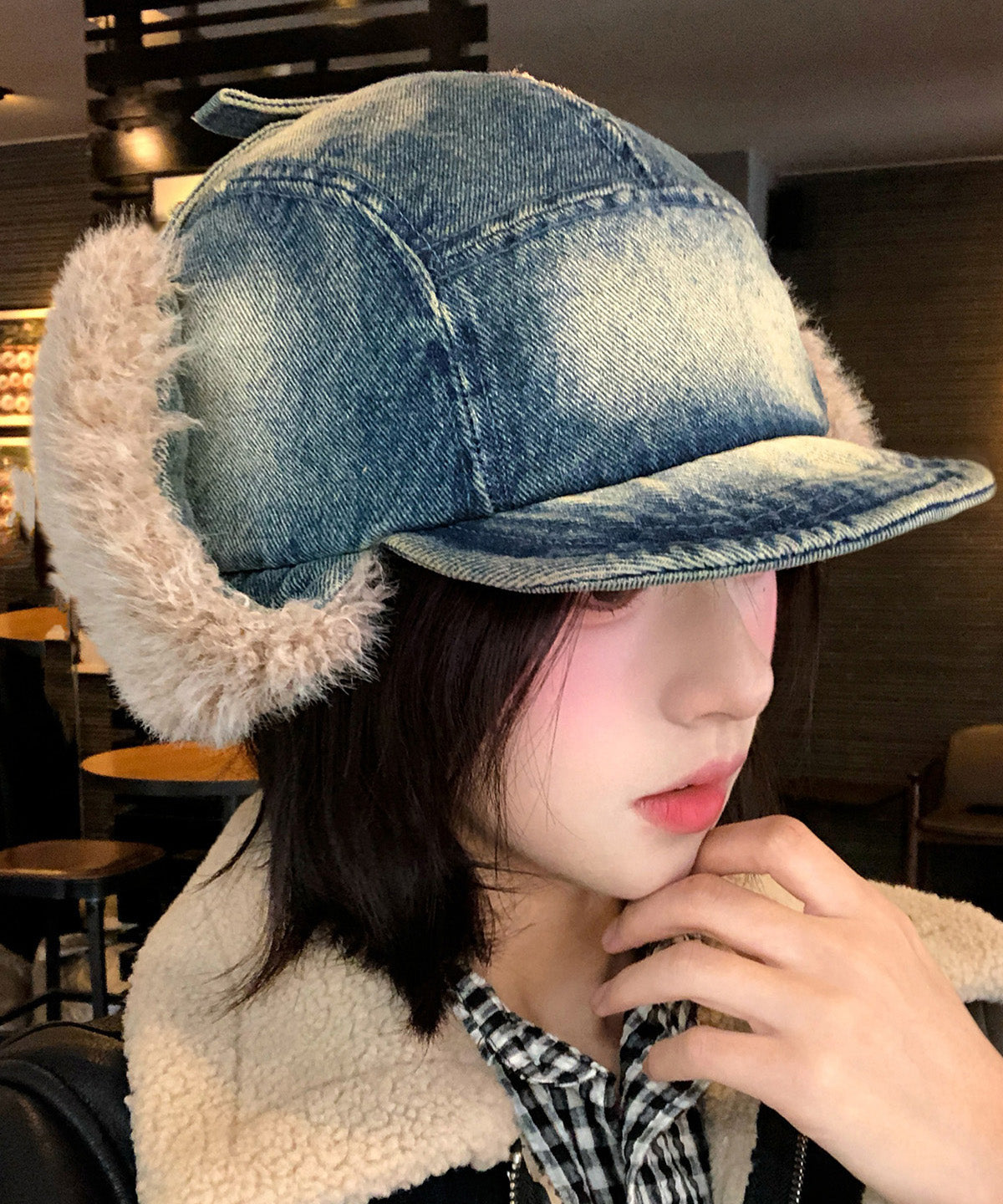 New Denim Winter Warm Fleece Ear Protection Hat