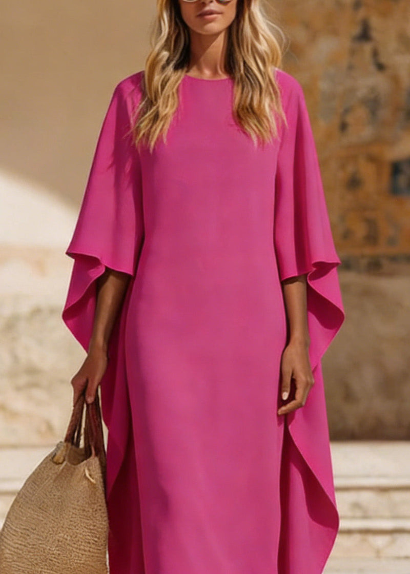 Rose Asymmetrical Design Holiday Maxi Dress Spring