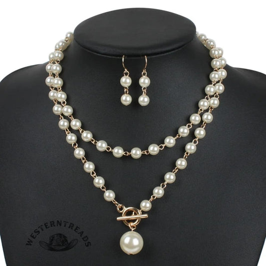Pearl Necklace Earring Set
