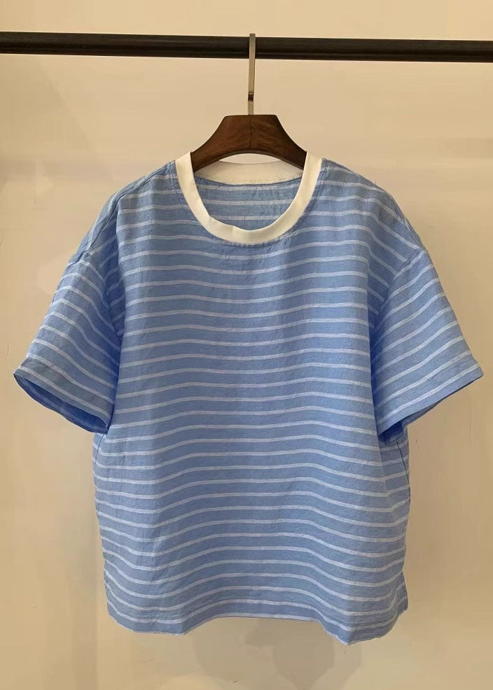 Blue Oversized Plaid Linen Tank Summer