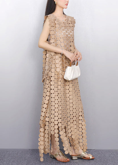 Champagne Hollow Out Lace Two Pieces Set Summer