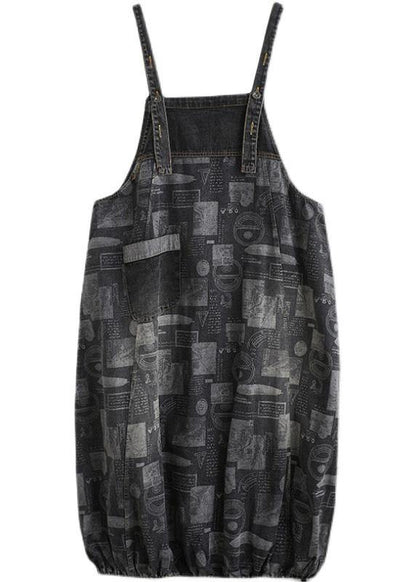 Black Print Clothes for Spaghetti Strap a Line Spring Dress
