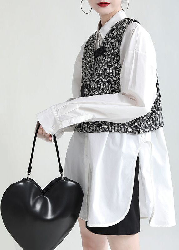 Black Button Pockets Fall Sleeveless Blouses Vest