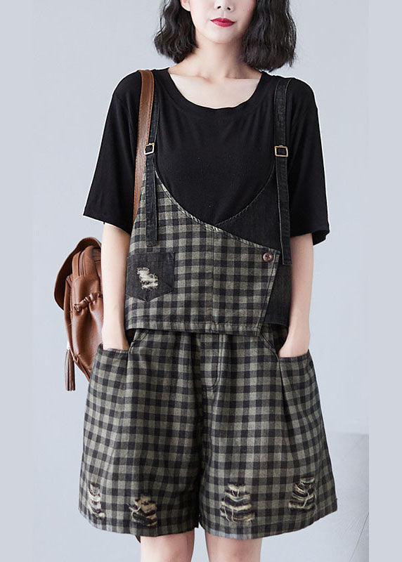 Black Plaid Patchwork Fall Two Piece Set Clothing