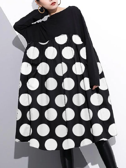 Stylish Black Cotton Shift Dress Cotton Clothing Dress High Waist Patchwork Cotton Dress