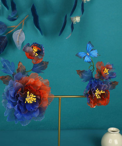 Handmade Colorblock Tulle Butterfly Two-piece Set Hairpin