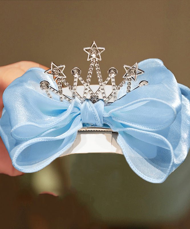 Novelty Blue Alloy Zircon Tulle Bow Crow Hairpin