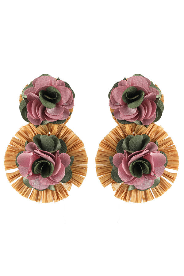 Resort Style Fabric Flower Earrings