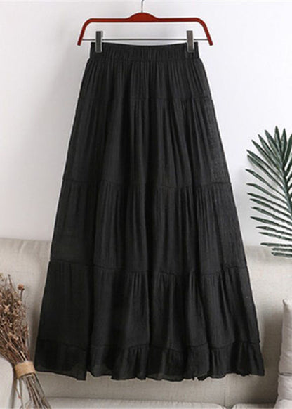Loose Blue Elastic Waist Patchwork Wrinkled Chiffon a Line Skirt Summer