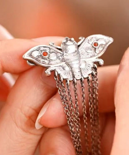Silk Sterling Silver Butterfly Tassel Hairpin