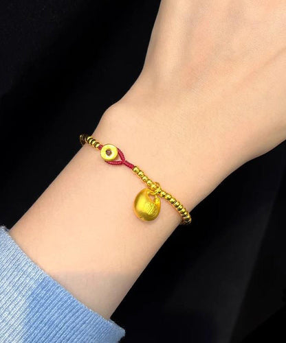 Gold Hand Woven Beading Charm Bracelet