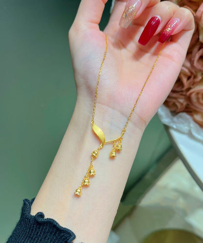 Gold Sterling Silver Overgild Lily of the Valley Tassel Pendant Necklace Kx1052