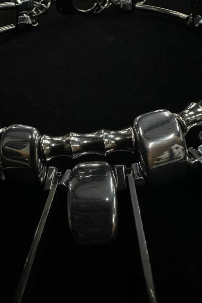 Double-strand Metallic Spike Choker Necklace