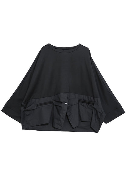 Classy Mulberry O-neck Patchwork Asymmetrical Design Fall Long Sleeve Blouse Top