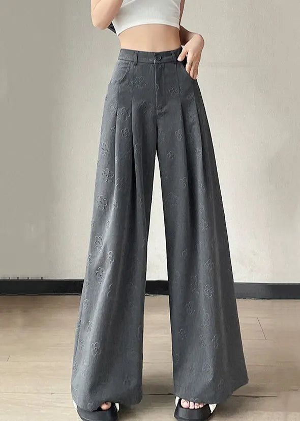 Grey Pockets High Waist Spandex Pants Summer