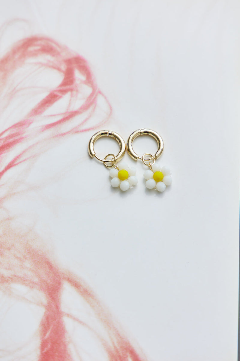 14k Gold Plated As a Daisy Earrings White