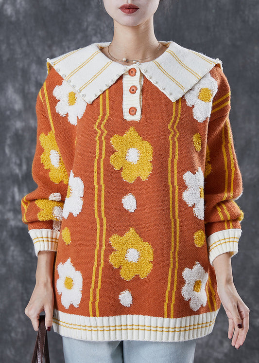 Stylish Khaki Oversized Jacquard Knit Top Spring