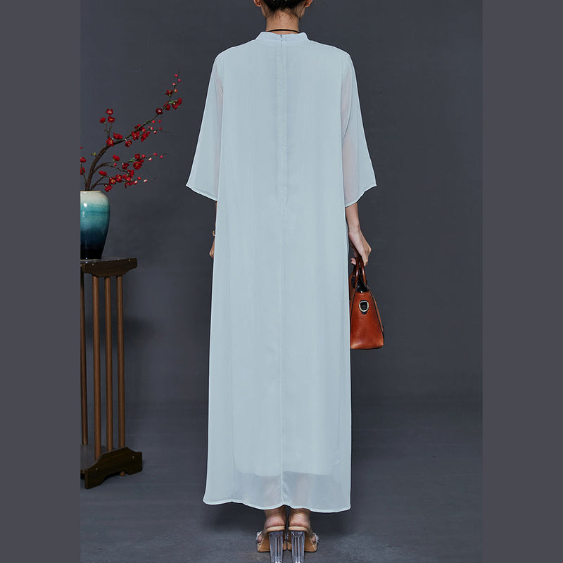 Green Asymmetrical Nail Bead Chiffon Oriental Dress Summer