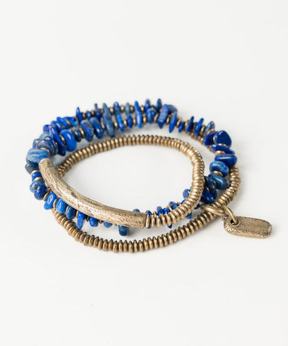 Original Design Lapis Lazuli Asymmetrical Design Copper Charm Bracelet