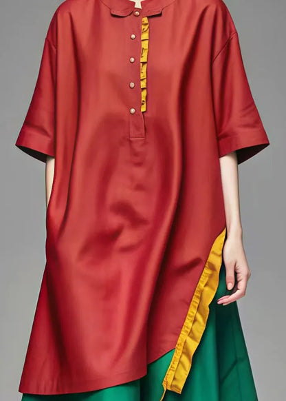 French Mulberry Oversized Patchwork Cotton Maxi Dresses Summer (ships in 15 Business Days)