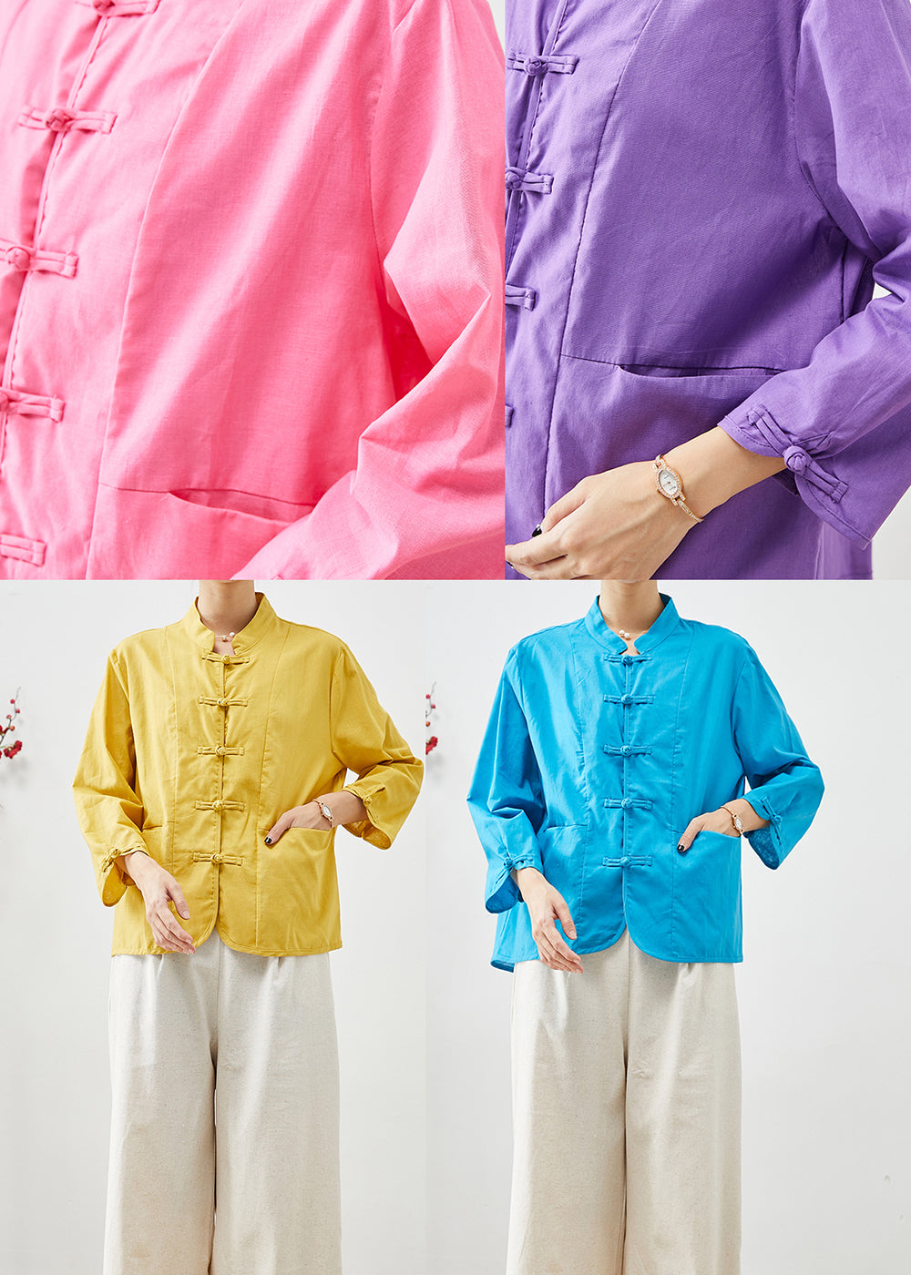 Blue Oriental Linen Two Piece Set Clothing Oversized Fall