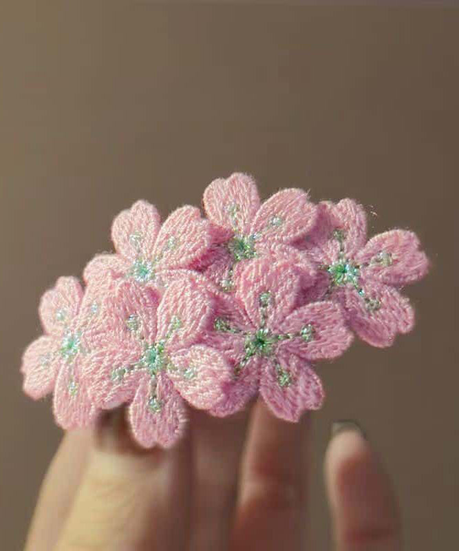Pink Knit Embroidery Hairpin