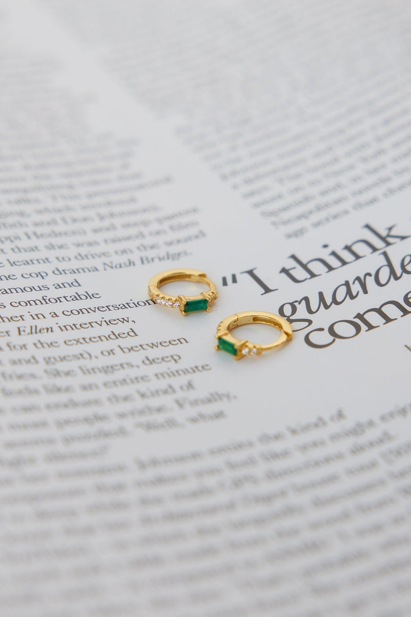18k Gold Plated Eyes to the Soul Earrings Emerald