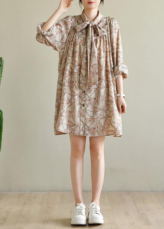 Pink Print Chiffon Button Spring Maxi Dress