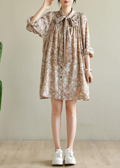 Pink Print Chiffon Button Spring Maxi Dress