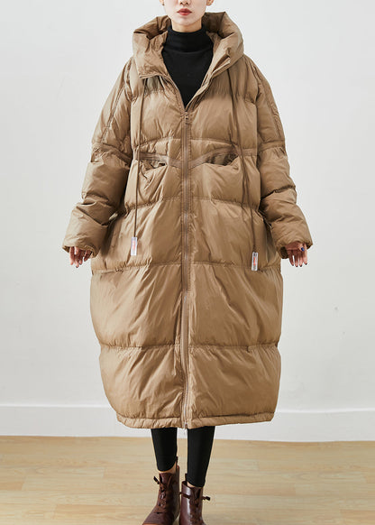 Khaki Oversized Drawstring Duck Down Winter Coats Winter