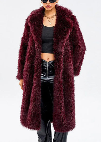 Modern White Peter Pan Collar Thick Warm Faux Fur Coats Winter