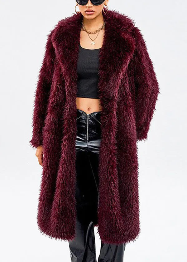 Modern White Peter Pan Collar Thick Warm Faux Fur Coats Winter