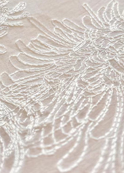 Boutique Apricot Embroideried Patchwork Chiffon Dresses Lantern Sleeve Spring