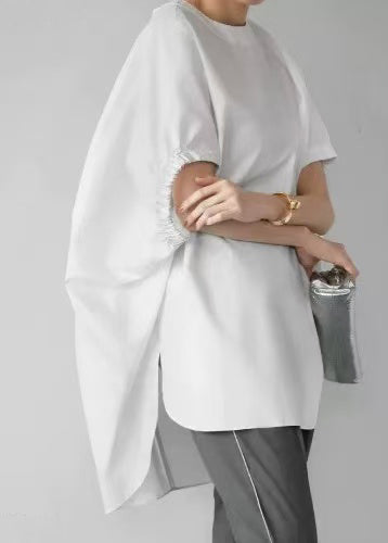 White Oversized Cotton Tanks Cloak Sleeves