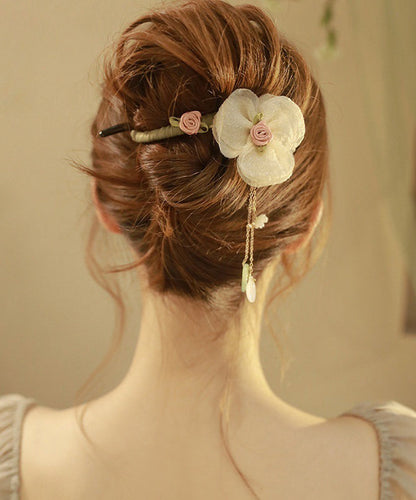 Boutique Tulle Pearl Plastic Tassel Hairpin