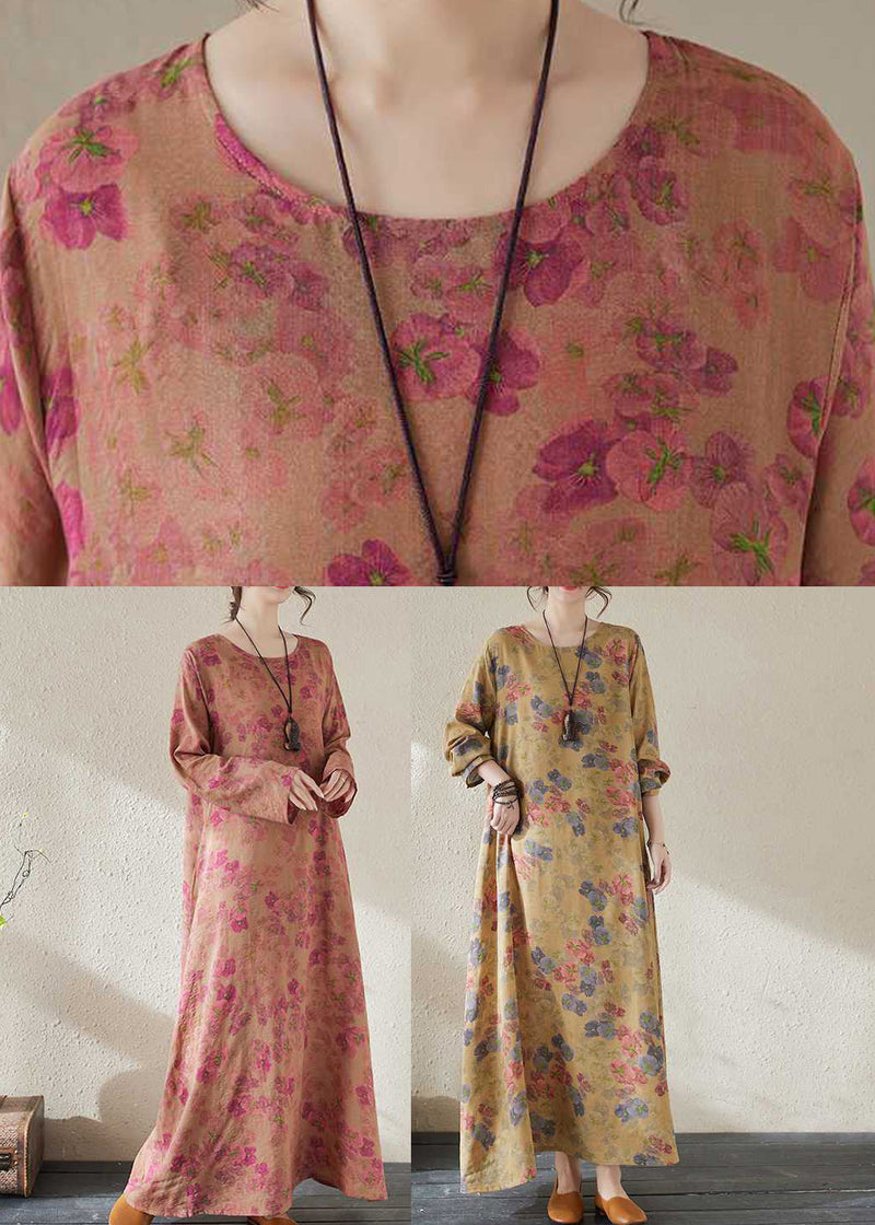 Red O-neck Maxi Holiday Dresses Long Sleeve