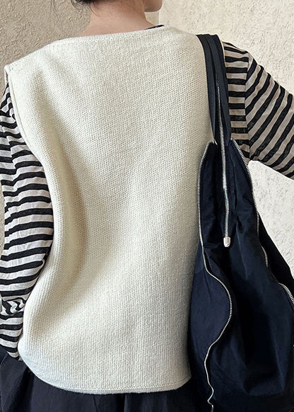 Apricot V Neck Button Knit Vest Autumn