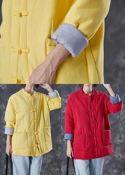 Red Warm Fine Cotton Filled Jacket Chinese Style in Winter