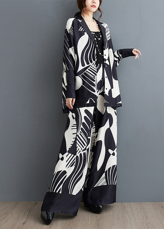 New Black Print Two Piece Set for Autumn