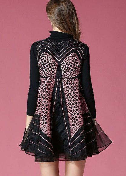 Black Embroideried Butterfly Organza Two Piece Set Clothing Spring