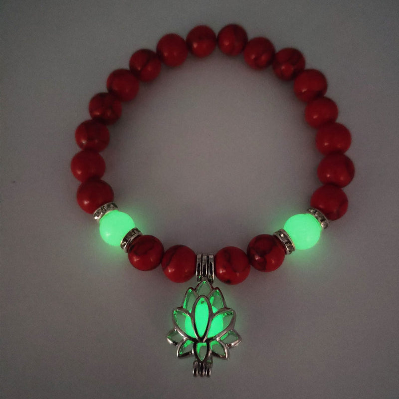 Luminous Lotus Energy Bracelet - Glow-in-the-dark Natural Stone Healing