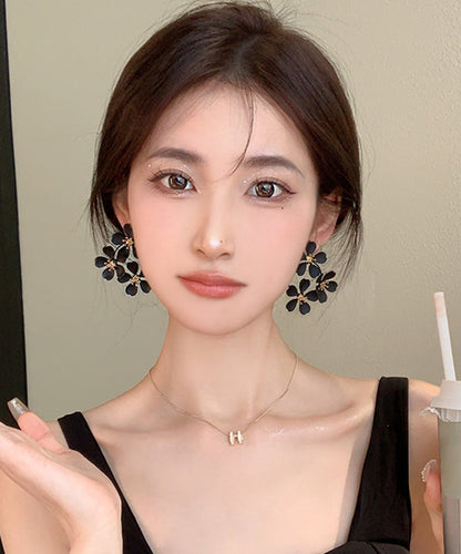 Oversize Black Sterling Silver Alloy Stud Earrings