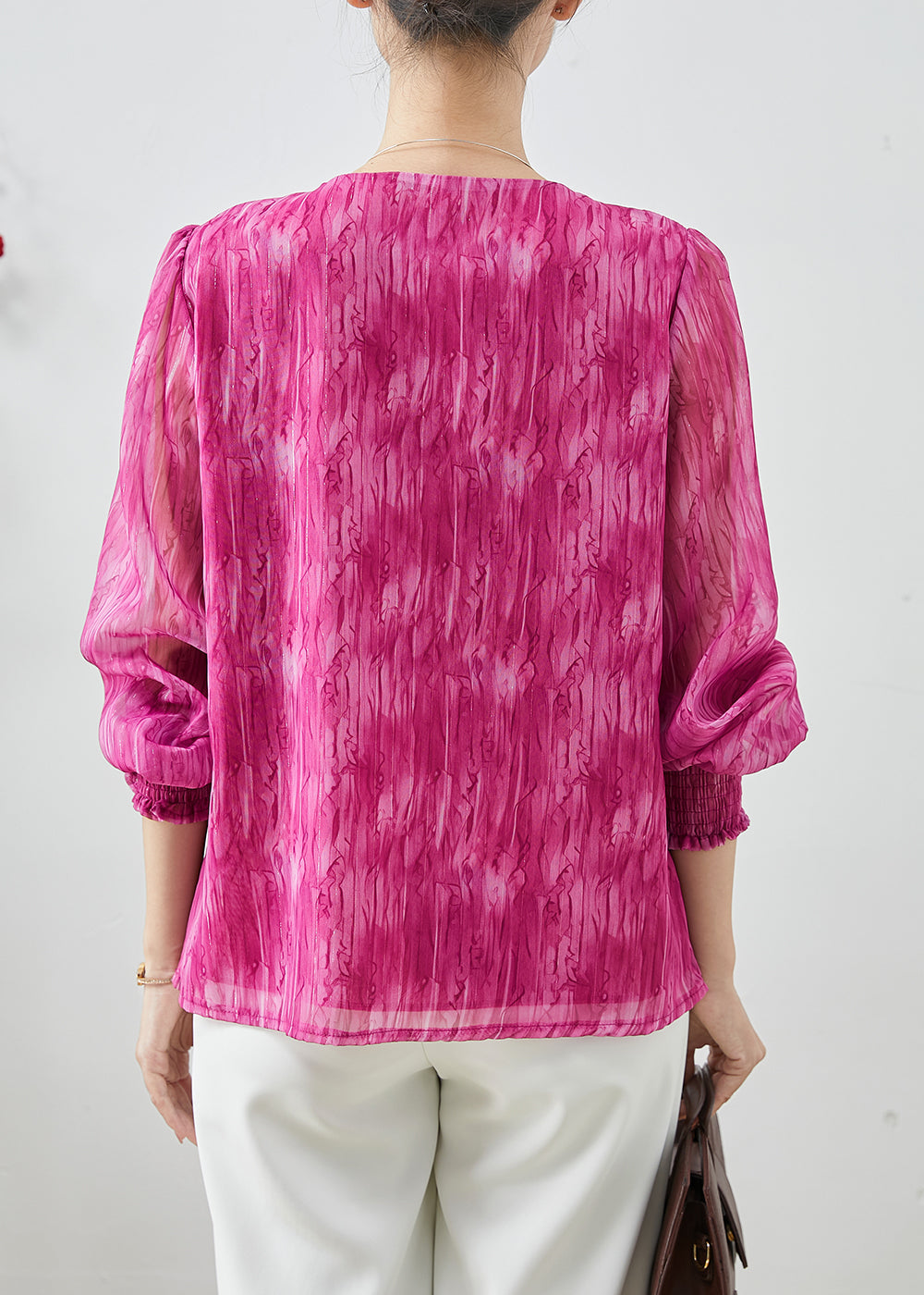 Rose V Neck Chiffon Tops Spring