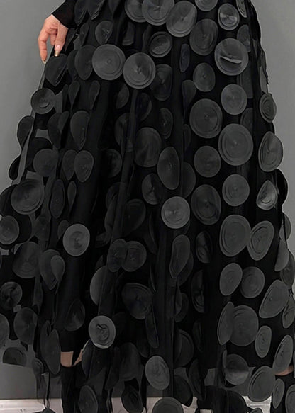 Light Green Dot Patchwork Tulle Skirt Fall