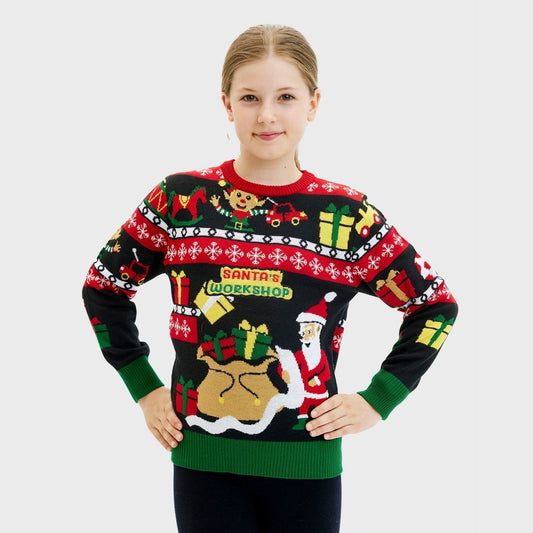 Santa's Workshop Christmas Sweater Kids