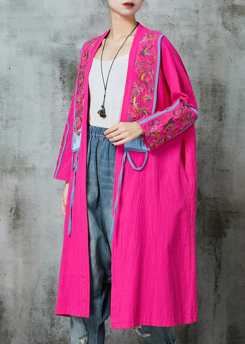 Rose Print Linen Loose Cardigan Spring
