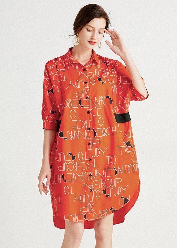 Stylish Green Patchwork Print Button Fall Cotton Half Sleeve Dress
