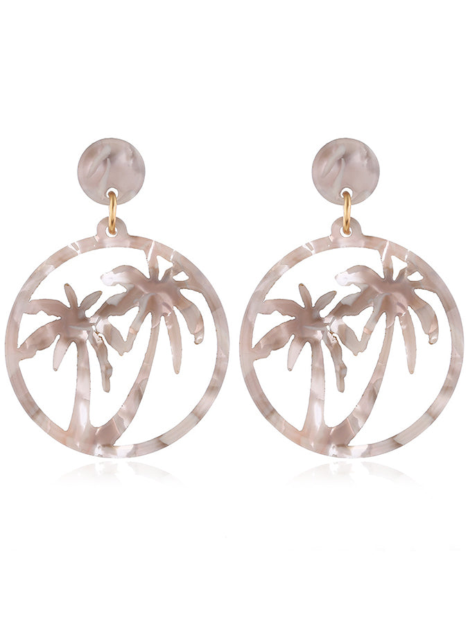 Coconut Tree Leopard Print Beach Earrings