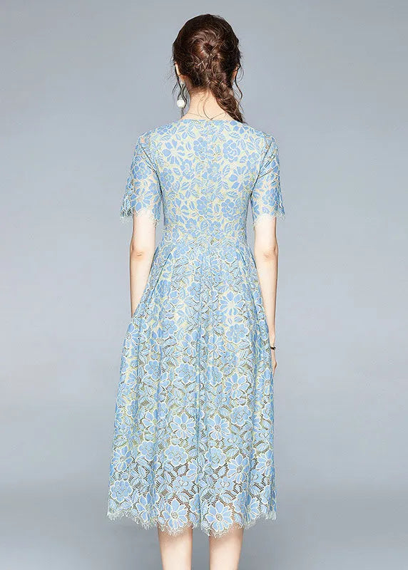 Blue Lace Cinch Dresses Zip Up Exra Large Hem Summer