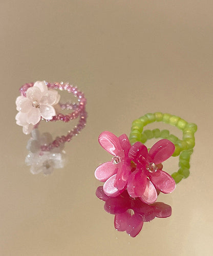 Handmade Colorblock Acrylic Beads Rings Two-piece Set